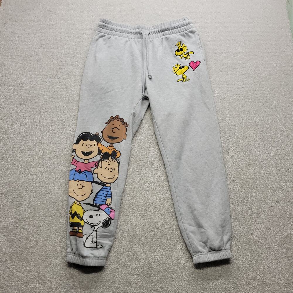 Peanuts Large Heather Gray Cozy Sweatpants Snoopy Woodstock Friends